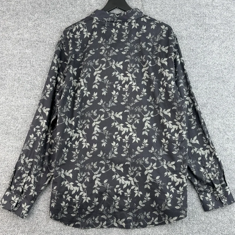 Travis Mathew Under Button Collar Shirt Mens XL Black Searchlight Floral Casual